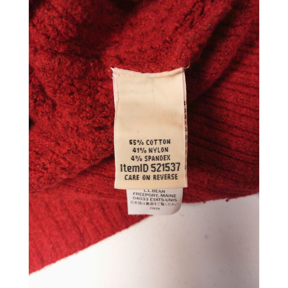 L.L.Bean SuperSoft Waffle Turtleneck Sweater Women M Petite Rustic Red Side Zip - Picture 10 of 11